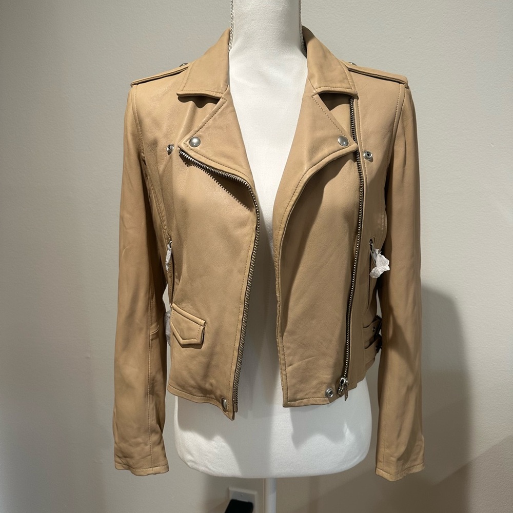 IRO Asheville Lambskin Moto Jacket Size 38 New